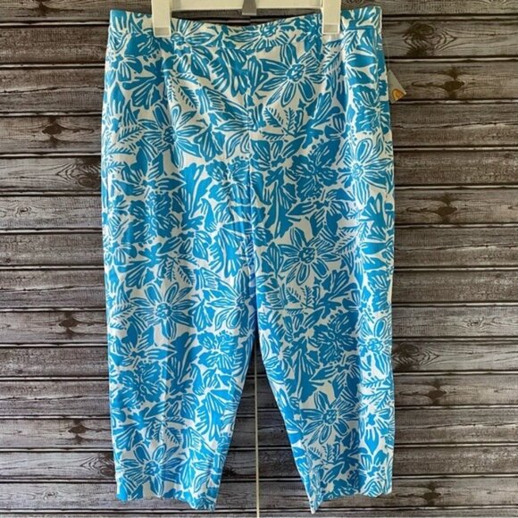 NWT Talbots Petites Women's‎ StretchTropical Print Cropped Pants Size 14P - Picture 1 of 7